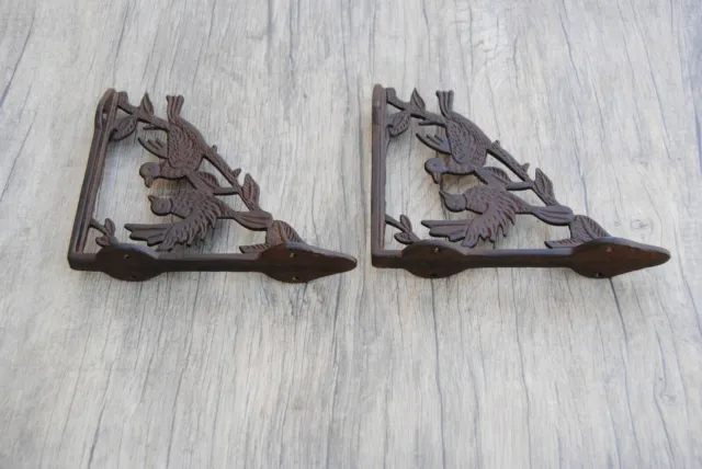 2pcs vintage victorian heavy cast iron bird design wall shelf eastlake brackets 3