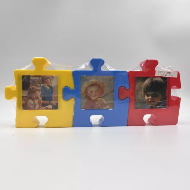 Puzzle Piece Photo Frames Set Autism Awareness Vintage Sealed NOS