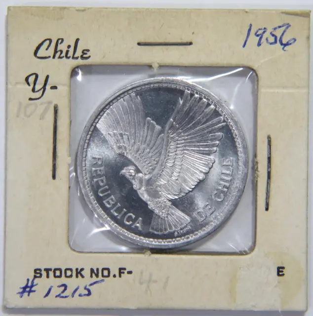 Republic Of Chile 1956 10 Pesos Flying Andean Condor Unc World Coin 🌈⭐🌈