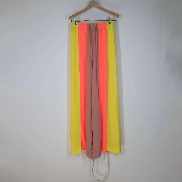 HOUSE OF CB Margot Vibrant Striped Colorblock Wide Leg Pants Small Women's NWT