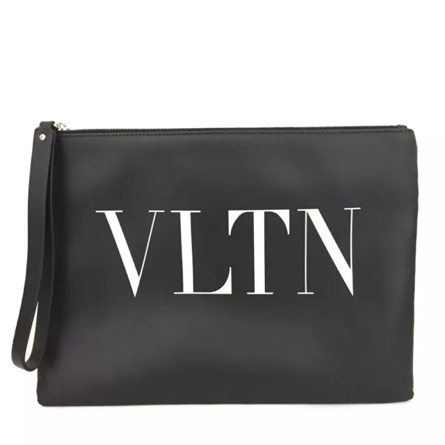 VALENTINO GARAVANI VLTN Logo Leather Clutch Bag Black/2Y0275 $51.00 ...