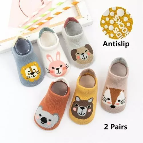 2 paia calze da pavimento antiscivolo cotone accoglienti cartoni animati bambini bambine
