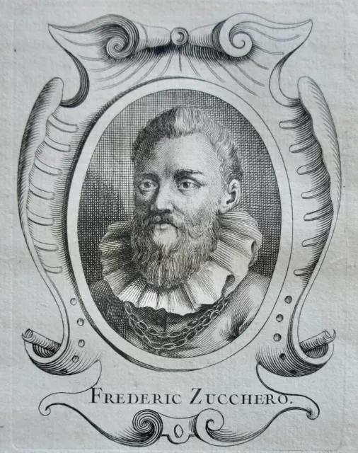 Zucchero Frederic (1543-1609) Portrait Gravure De 1745 , Peintre Romain