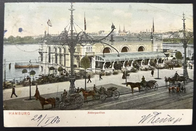 AK aus HAMBURG ca. 1900 Alsterpavillion gelaufen