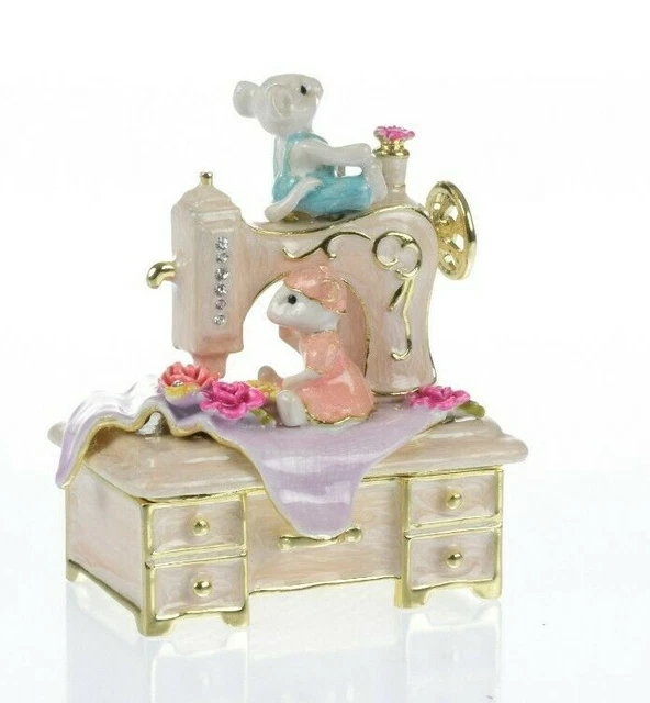 Machine à coudre boîte à bijoux fait à la main par Keren Kopal & cristaux