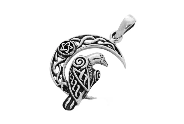 Ciondolo Celtico Grande Corvo Vichingo – Collana Uomo Argento 925 – 22 Pollici