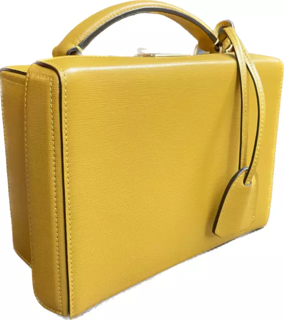 Brand New Mark Cross Grace Box in Taxi Yellow Saffiano Leather