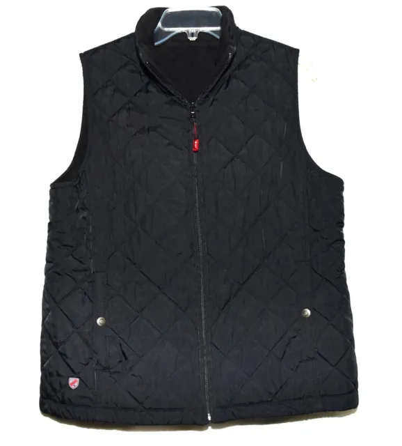 Ralph Lauren Black Quilted Reversible in Fleece Insulated Womens Zip Vest Size M