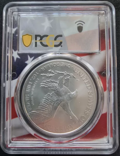 2021 USA 1 oz American silver eagle Type 2 Usa Flag D.J. Trump PCGS MS70 WP 3