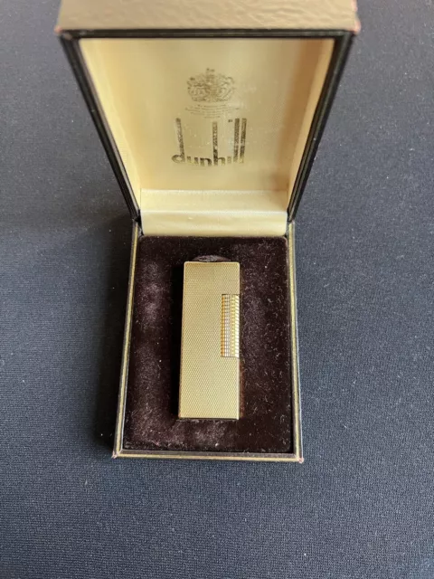 Accendino Dunhill Laminato Oro Pari Al Nuovo Funzionante Con Cofanetto