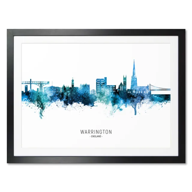 Warrington Skyline, Poster, Canvas or Framed Print, watercolour painting 20861