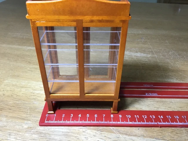 DOLLS HOUSE FURNITURE 3 wooden display cabinets china tea set £26.72 ...