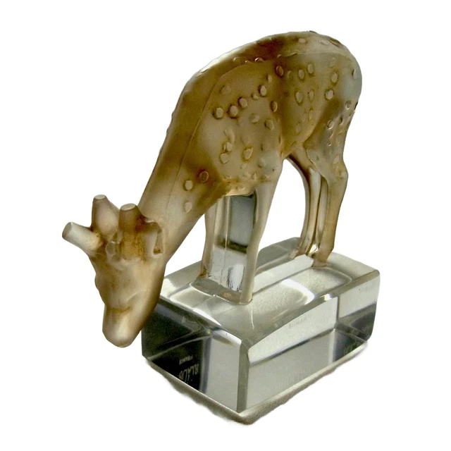 R. Lalique "Dime" Sepia Patine Art Glass Sculpture Figurine Antique1929 Japan