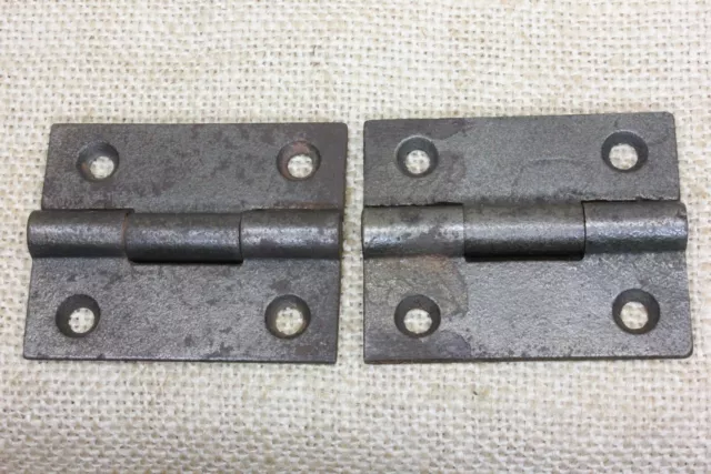 2 Old Door Hinges Butt 1 7/8 X 2 1/4” Store Stock Vintage Cast Iron 3 Knuckle 2