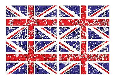 4pcs DISTRESSED Aged Union Jack British GB UK Flag vinyl car sticker 90x60mm ea.