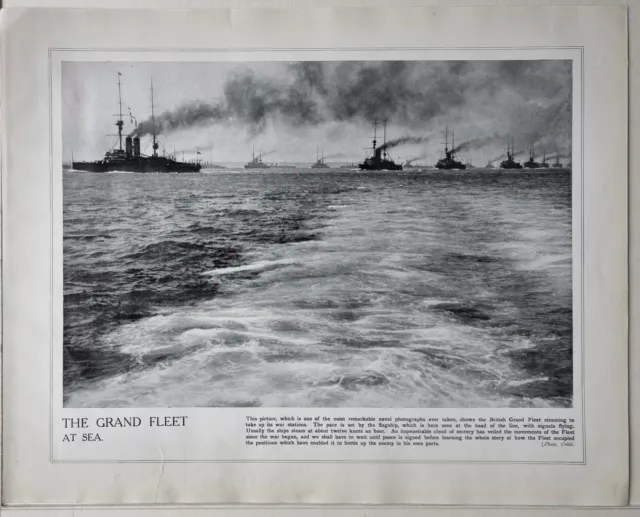 1915 Ww1 Print & Text The Grand Fleet At Sea