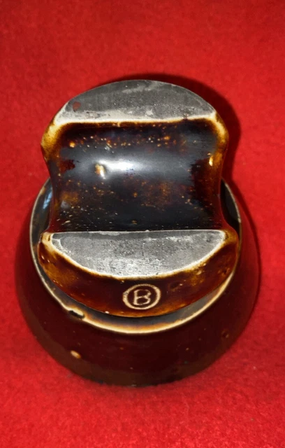 Porcelain Saddleback Insulator Vintage Ohio Brass Co Brown Glaze 3