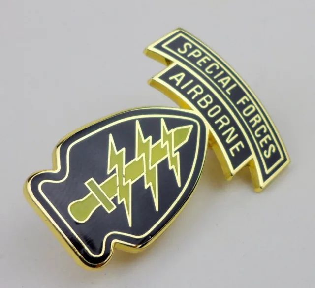 US ARMY SPECIAL Forces Command Airborne Combat Badge Pin Green Beret ...