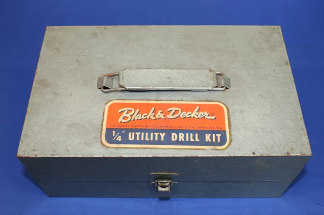 Vintage Black & Decker Metal Case Tool Box for 1/4” Utility Drill Kit (just box)