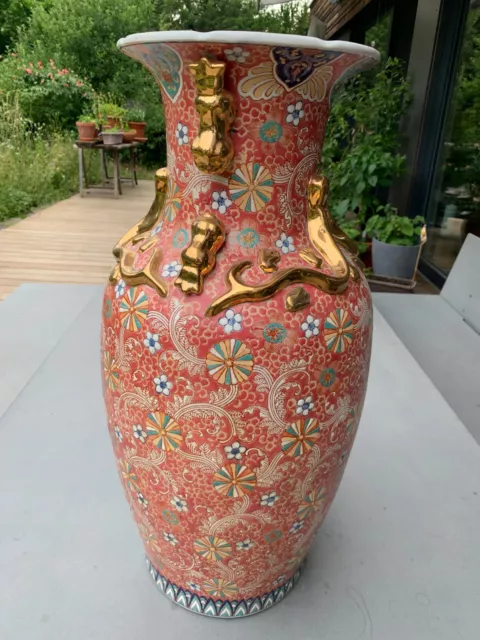 Chinesische Keramikvase sehr dekorative, Vase mit Handbemalung,  60 cm hoch,