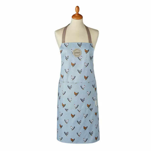 Cotton Apron Chickens Blue Farmers Kitchen Design from Cooksmart 100% Cotton ...