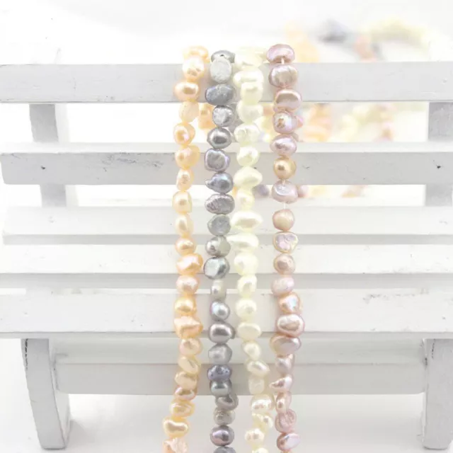 Small 4-5mm Natural White Pink Gray Freshwater BAROQUE Pearl Loose DIY Beads 15"