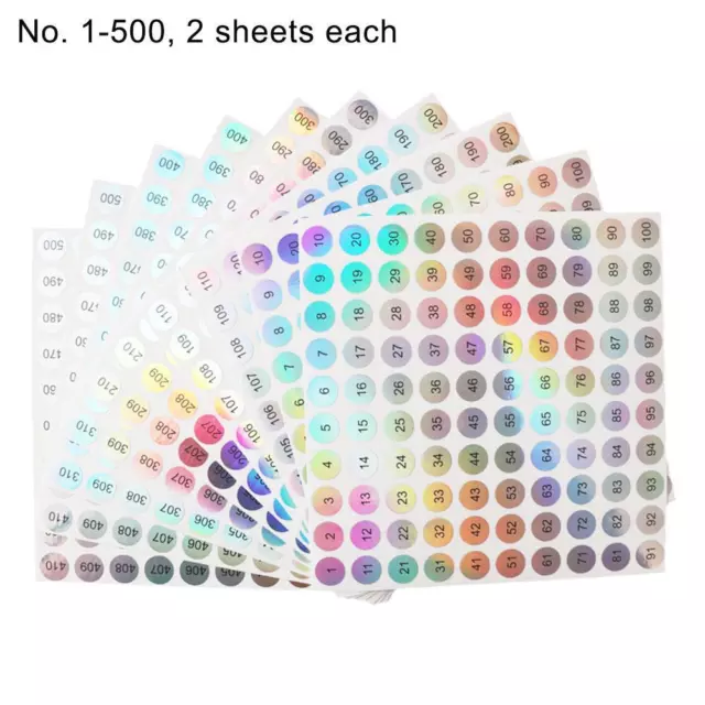 Number Stickers, Number 1-500 Round 1000 Labels Reflective Sticker, 10 Sheets~