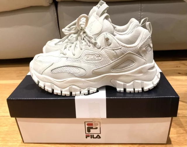 WHITE FILA RAY Trainers Junior UK Size 3 15.00 PicClick UK