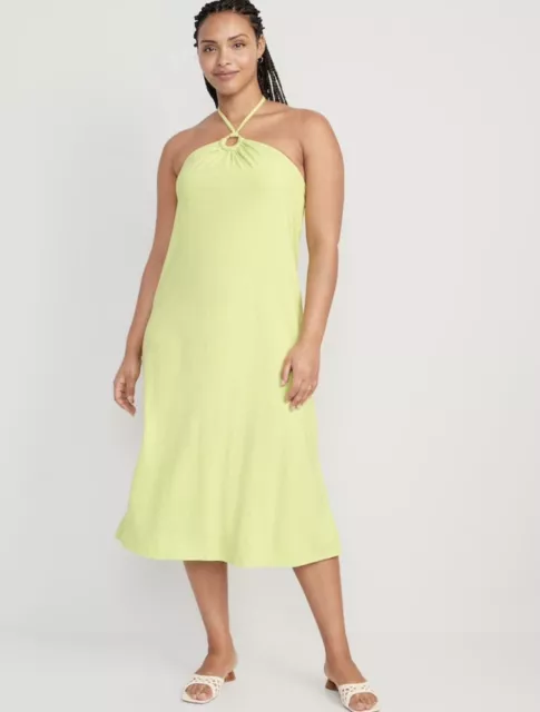 Old Navy Womens Size XXL ~ Slub Knit Halter Midi Shift  Dress $40 Green Sprout