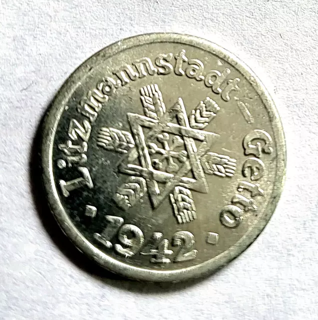 ww2 German Occupation of Poland Jewish Ghetto Collectors Coin 10 Pfennig '42