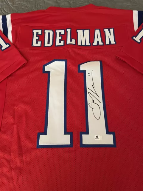 JULIAN EDELMAN JE11 New England Patriots SIGNED Red NFL CUSTOM JERSEY COA Auto