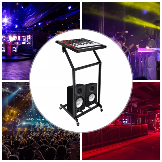 9/12/16U Rack Mount Mixer Case Stand Studio Equipment Cart Lockable Stage DJ