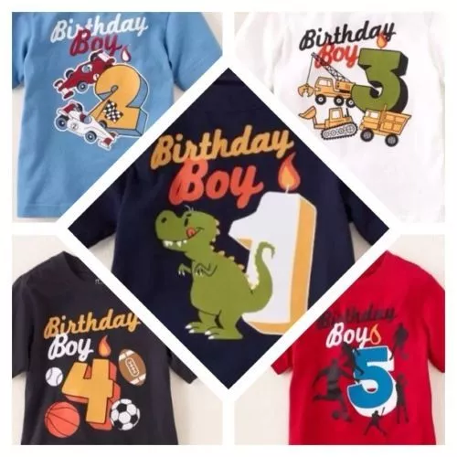 ~NEUF~ 1er 2ème 3ème 4ème 5ème ANNIVERSAIRE Chemise Garçon 9-12 18 24 Mois 2T 3T 4T 5T Cadeau