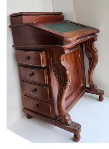 Replica of antique 19th Century Inlaid Burr Walnut Davenport Writing Desk