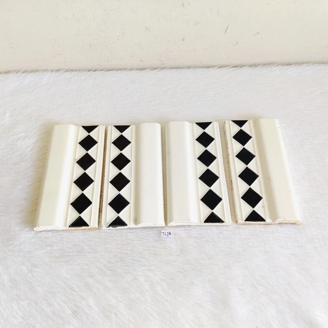 1930s Vintage Club Design Embossed Architecture Furniture Tile Japan 4 Pcs TL10