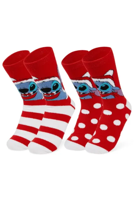Disney Womens Stitch Fluffy Socks 2 Pack Eye-Catching Comfortable Casual