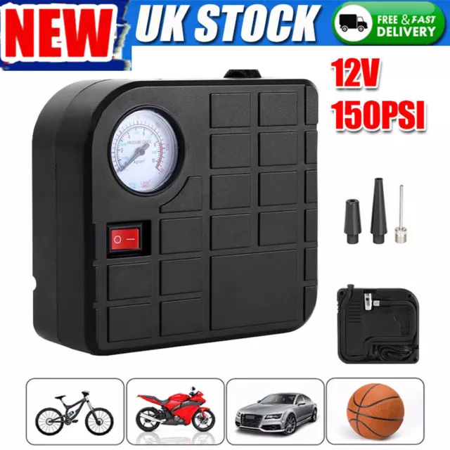 150PSI AIR Comperssor Pump Heavy Duty Portable 12V Electric Car Tyre Inflator UK