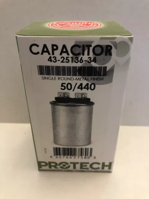 Protech 50/440 Round Motor Run Capacitor 50 MFD 440v AC Motor 370v 440 vac v uf