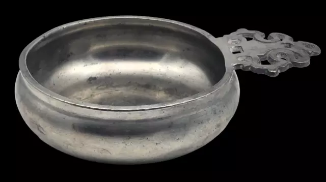 Antique L.H. VAUGHAN Pewter Sommelier Wine Tester Cup Porringer  TAUNTON MA