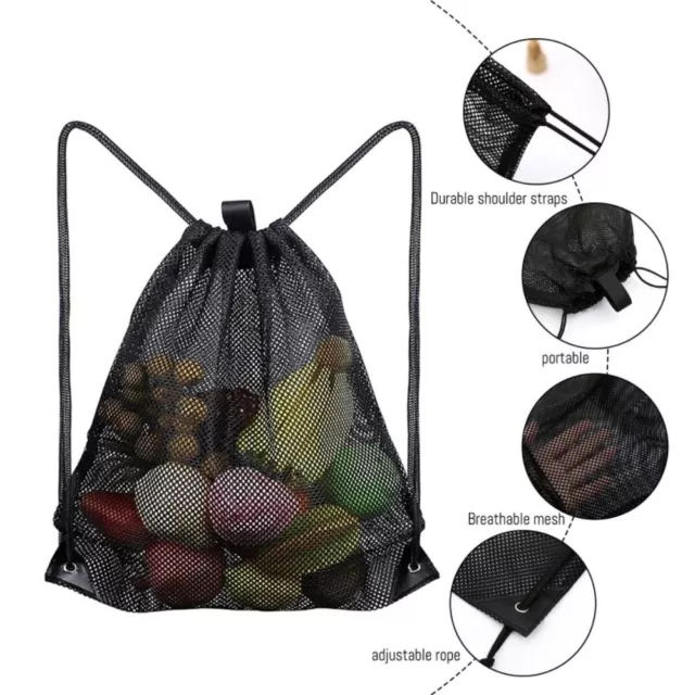 Net Backpack Gym Sports Backpack Shopping Bag Shoulder Bag Drawstring Mesh Bags