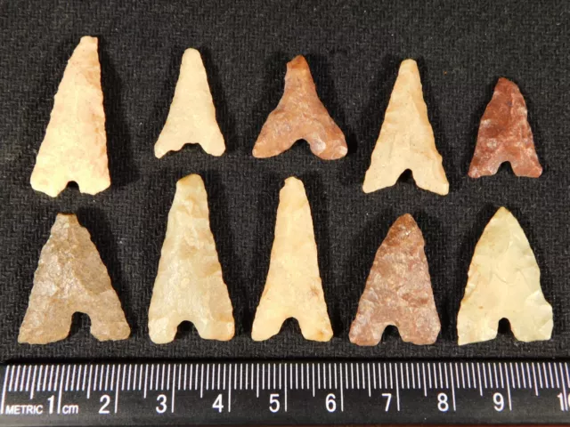 BIG Lot of TEN Ancient BOTTOM Notch Tidikelt Arrowheads 3.33