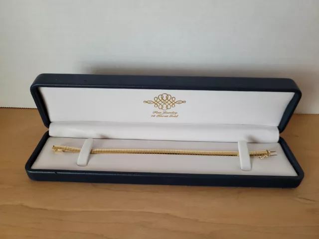 14k Italy Yellow Gold 6mm Omega Domed Bracelet with Boxed Clasp 7 Inches