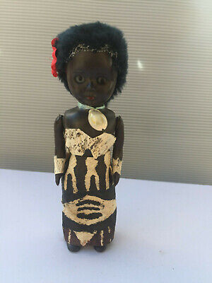 Lady Figurine DOLL Fiji Vintage Paper mashae 15cm black doll islander voodoo 2