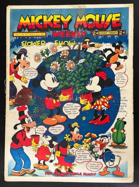 MICKEY MOUSE WEEKLY #81 - Aug, 1937 - VERY RARE GIANT Comic Book - CLASSIC Cover