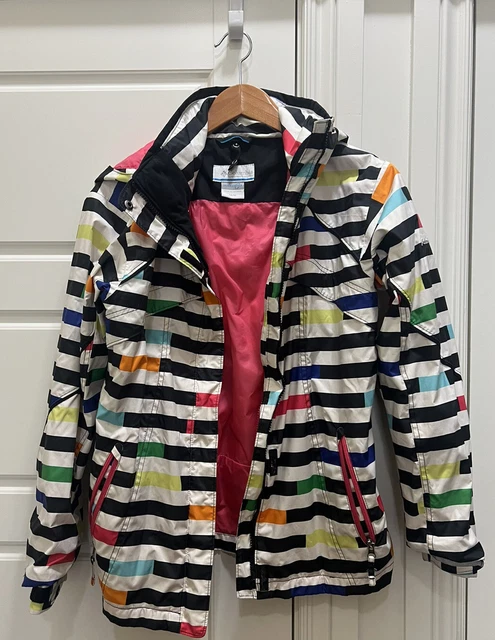 Columbia Girls 14/16 Bugaboo Omnitech Shell Jacket Striped Hooded Coat B#0