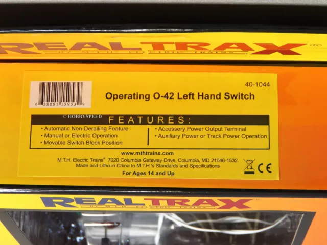 MTH REALTRAX O42 LEFT HAND SWITCH O GAUGE track turnout railroad 40-1044 NEW 2
