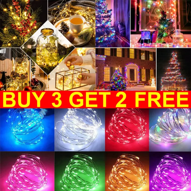 Fairy String Lights Micro Rice Copper Wire Xmas Light LED 2-10M Battery Operated