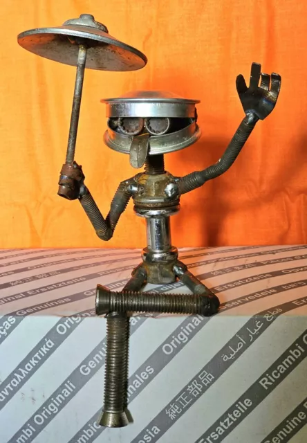 Scrap Metal Art Sculpture Robot Man Cave Figure Cyborg Recycled Steam Punk Gift