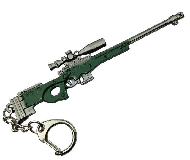 Green & Grey AWP Miniature Sniper Rifle Machine Gun 12cm Keyring Gift UK Seller