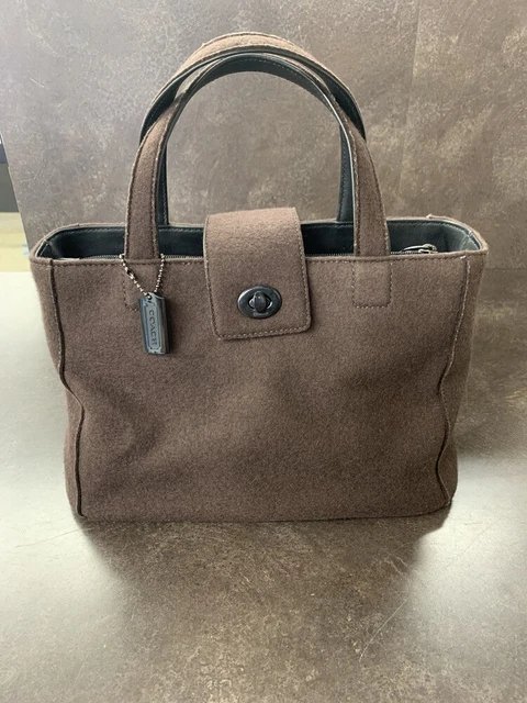 Coach Womens Tote Handbag D0K-8187 Wool Felt Leather Trim